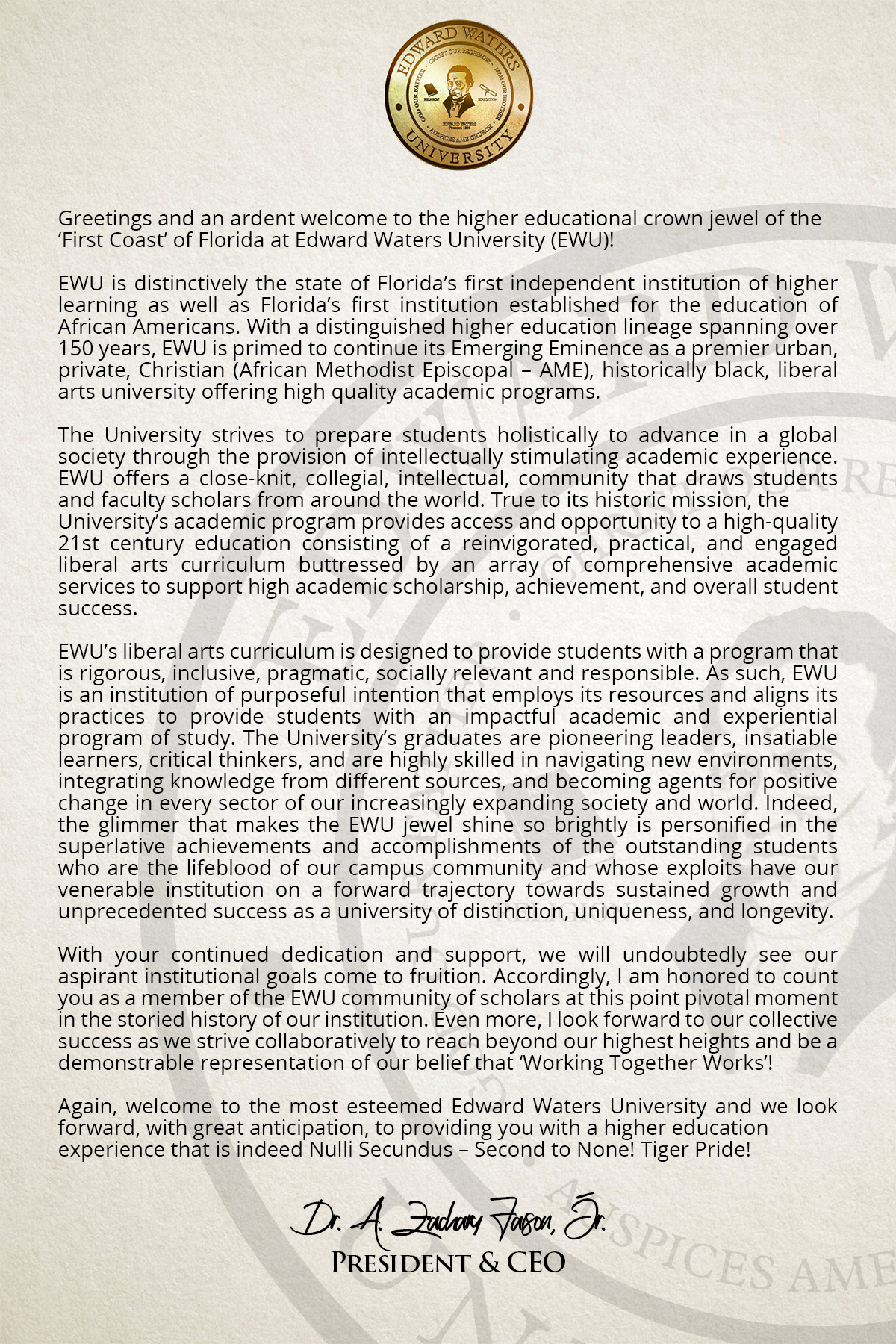 Dr. A. Zachary Faison, Jr., Edward Waters University